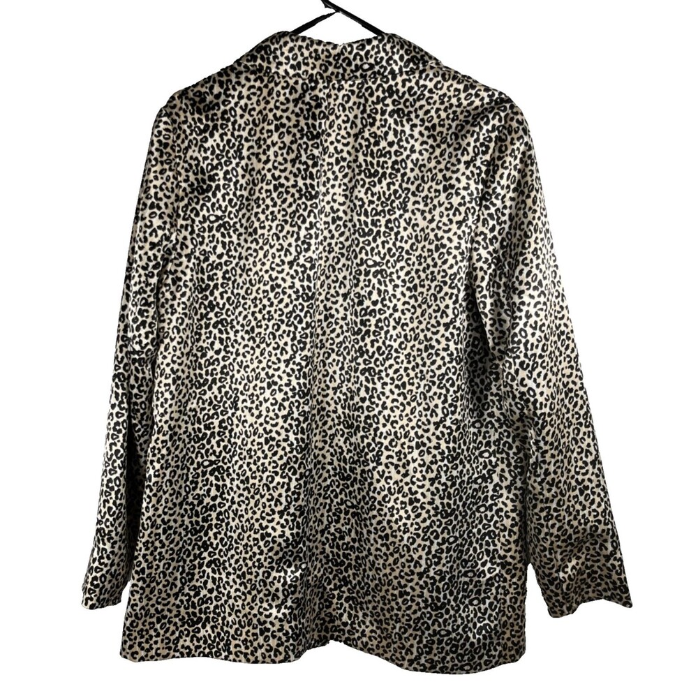 Nine West Women's Leopard Print Blazer Jacket Size M Satin Lined Animal Career - Picture 3 of 8